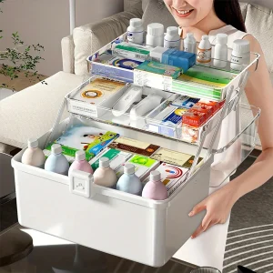 Large Capacity 3-Tier Portable Medicine Box Organizer